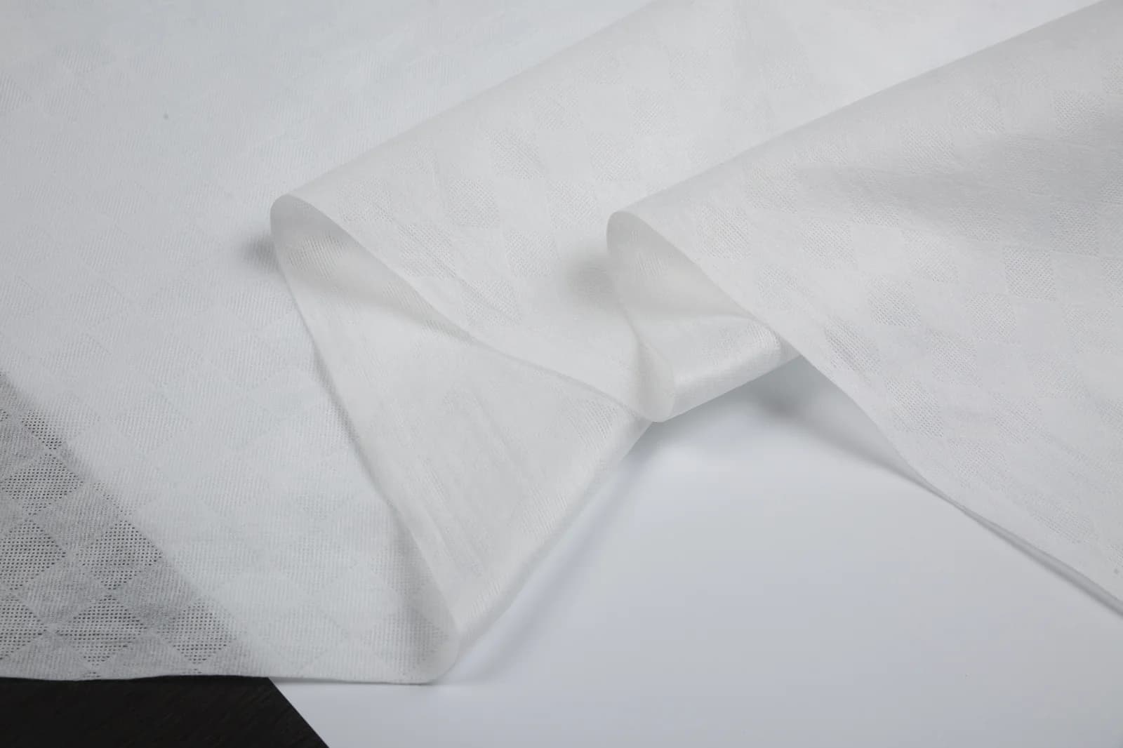 Pro-Clean viscose polyester spunlace large square pattern white 70gsm industrial sample