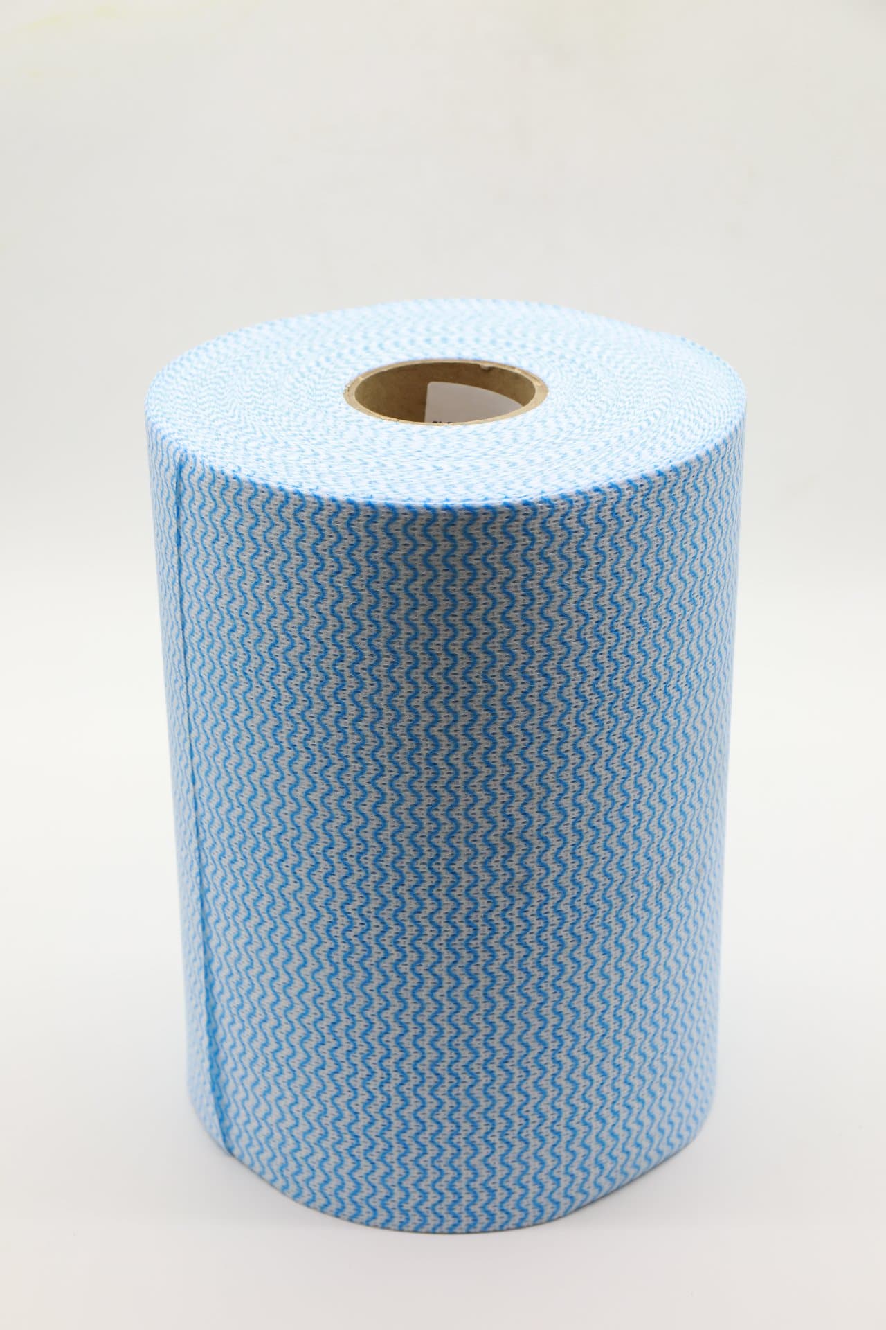 HACCP light blue color-coded spunlace nonwoven roll with wave embossing, solution-dyed viscose for food processing zone separation