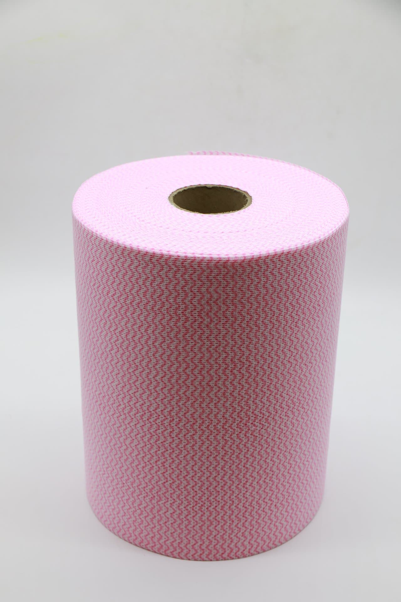 HACCP pink color-coded spunlace nonwoven roll with wave embossing, solution-dyed viscose for raw meat high-risk cleaning zones