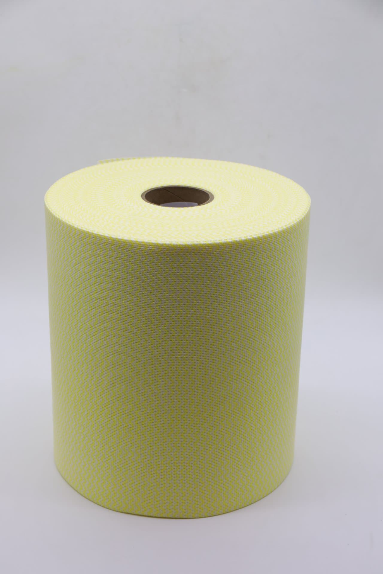 HACCP yellow color-coded spunlace nonwoven roll with wave embossing, solution-dyed viscose for poultry and egg handling zones